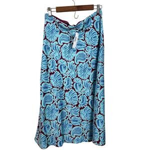 J.Crew Pull-on Slip Skirt in Aqua Paisley Womans Medium NWT